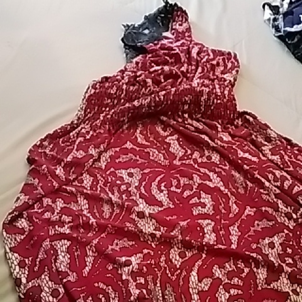 Maxime Red and White Maxi Dress